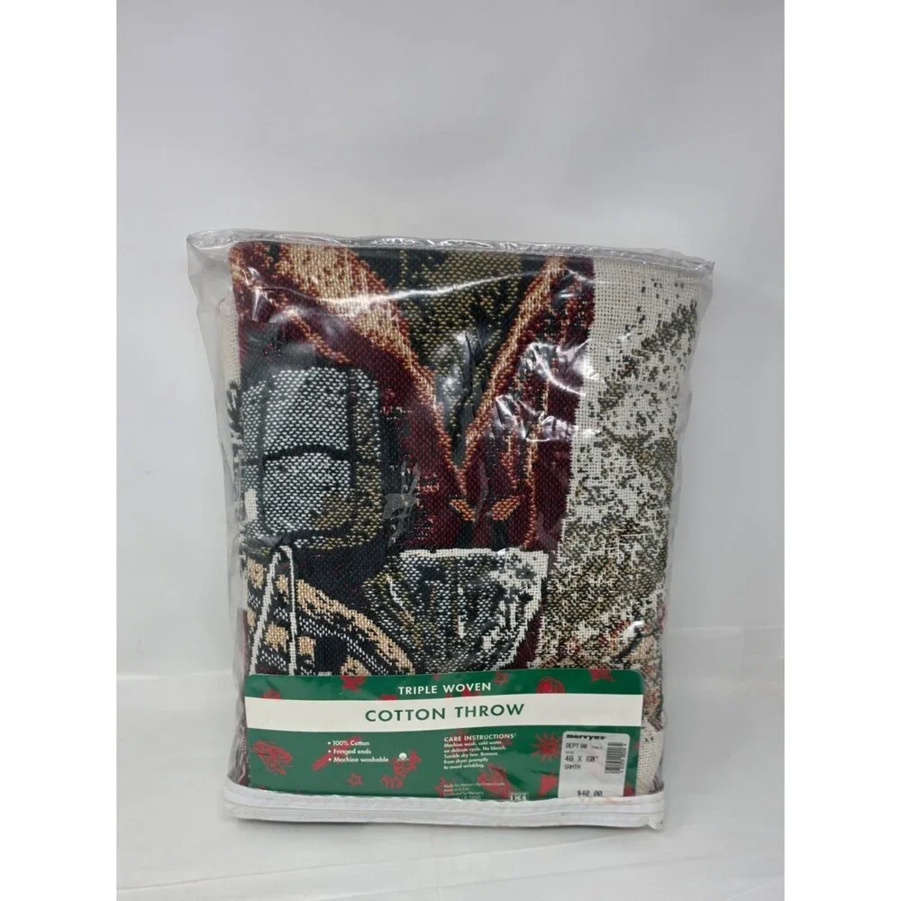 Crown Craft Made for Mervyns triple woven cotton throw old time santa 48